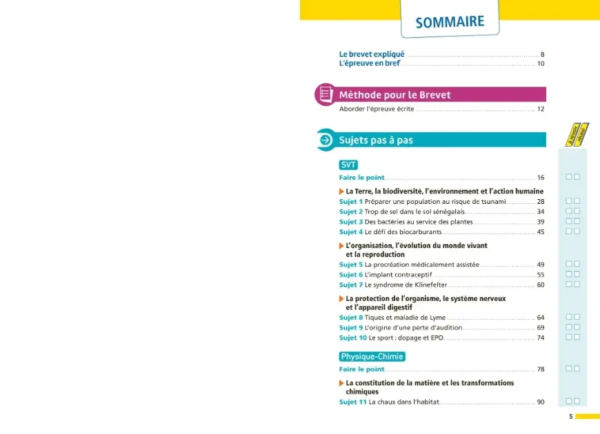 Annales ABC du Brevet 2027 - Physique-Chimie, SVT, Technologie 3e - 40 sujets expliqués, fiches de révision, QCM, exercices et sujets corrigés - Annales - 9782095064983 - sommaire1