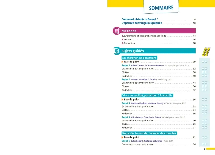 Annales ABC du Brevet 2027 - Français 3e - 24 sujets expliqués, fiches de grammaire, dictées audio, oral et sujets corrigés - Annales - 9782095064990 - sommaire1