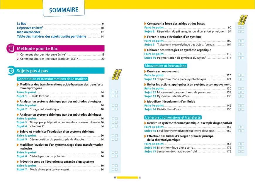 Annales ABC du BAC 2027 - Physique-Chimie Spécialité Terminale Générale - 42 sujets corrigés, méthode, révisions, exercices et préparation à l'épreuve finale et au Grand Oral  - Annales - 9782095065034 - sommaire1