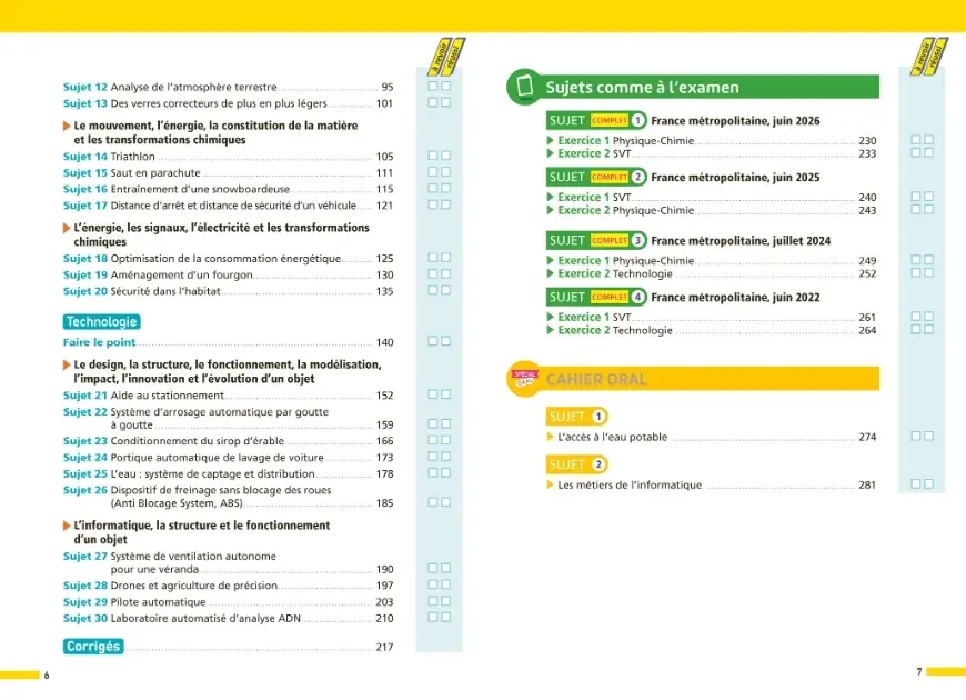 Annales ABC du Brevet 2027 - Physique-Chimie, SVT, Technologie 3e - 40 sujets expliqués, fiches de révision, QCM, exercices et sujets corrigés - Annales - 9782095064983 - sommaire2