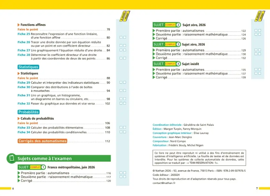 Annales ABC du BAC 2027 - Maths Spécialité Première Générale - 385 QCM, automatismes expliqués, sujets corrigés et préparation complète à l'épreuve anticipée  - Annales - 9782095079765 - sommaire2