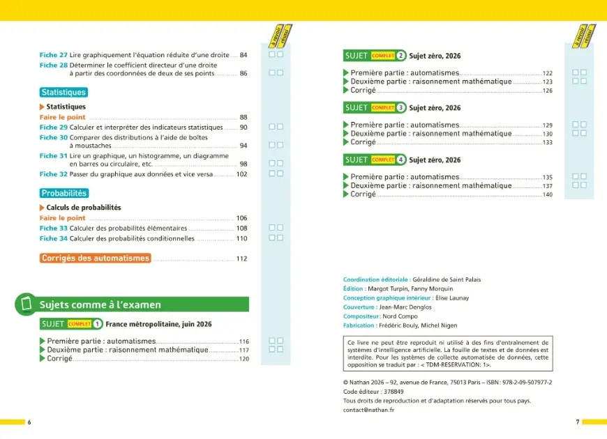 Annales ABC du BAC 2027 - Maths Tronc commun Première Générale - 385 QCM, automatismes expliqués, sujets corrigés et préparation complète à l'épreuve anticipée  - Annales - 9782095079772 - sommaire2