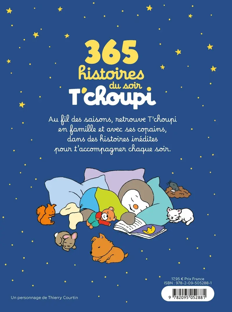  T'CHOUPI - 365 HISTOIRES DU SOIR - Recueil complet d'histoires courtes pour un rituel du coucher apaisant - Dès 1 an - Album(s) - 9782095052881 - Couverture verso