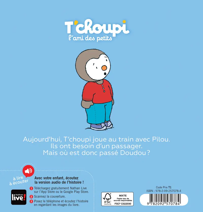 T'choupi a perdu doudou - Dès 2 ans - Album(s) - 9782092570784 - Couverture verso