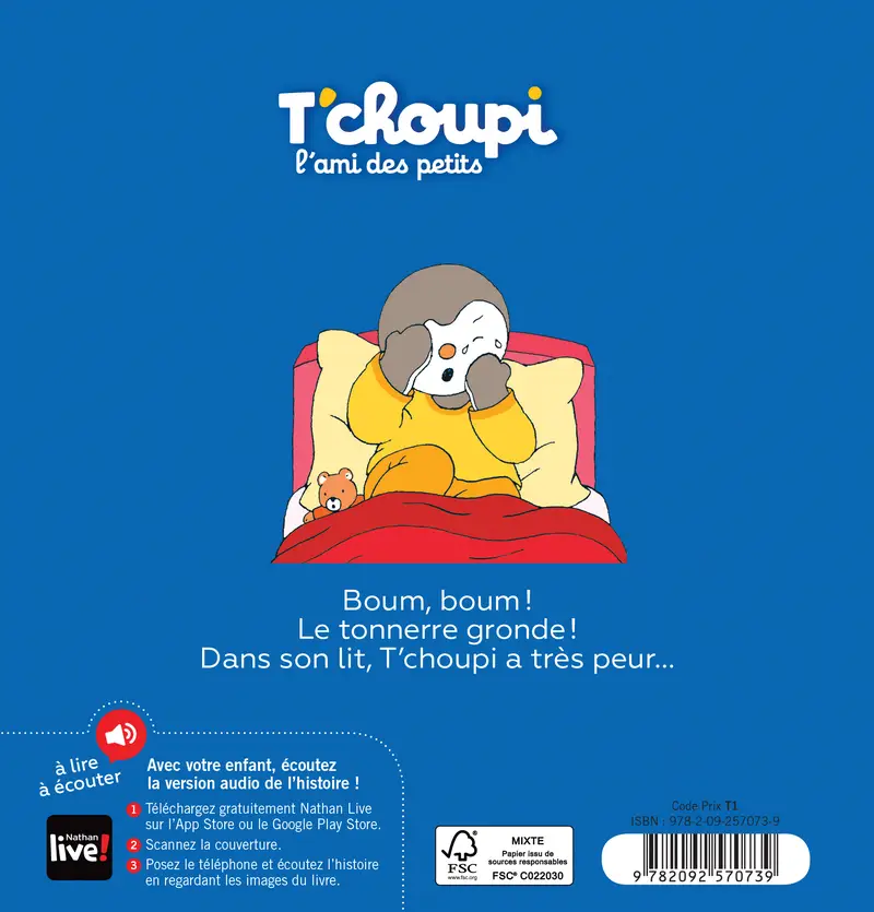 T'choupi a peur de l'orage - Dès 2 ans - Album(s) - 9782092570739 - Couverture verso