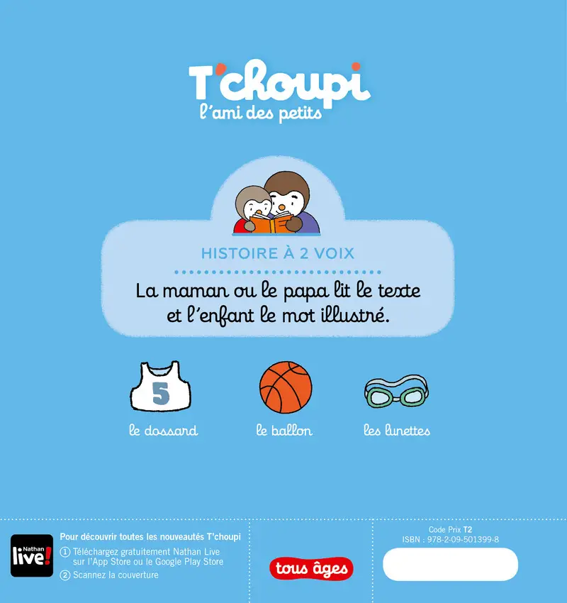 T'choupi champion de sport - Histoire à 2 voix - Dès 2 ans - Album(s) - 9782095029340 - Couverture verso