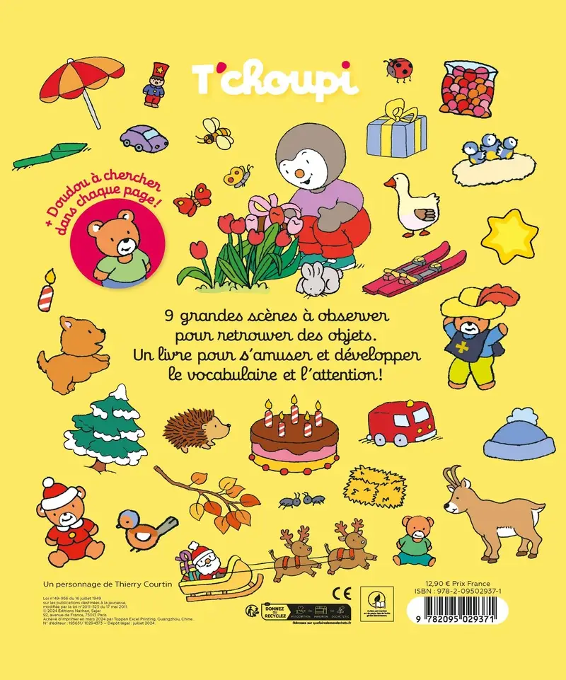 T'choupi  - Cherche et trouve les saisons - dès 2 ans  - Livre d'éveil - 9782095029371 - Couverture verso