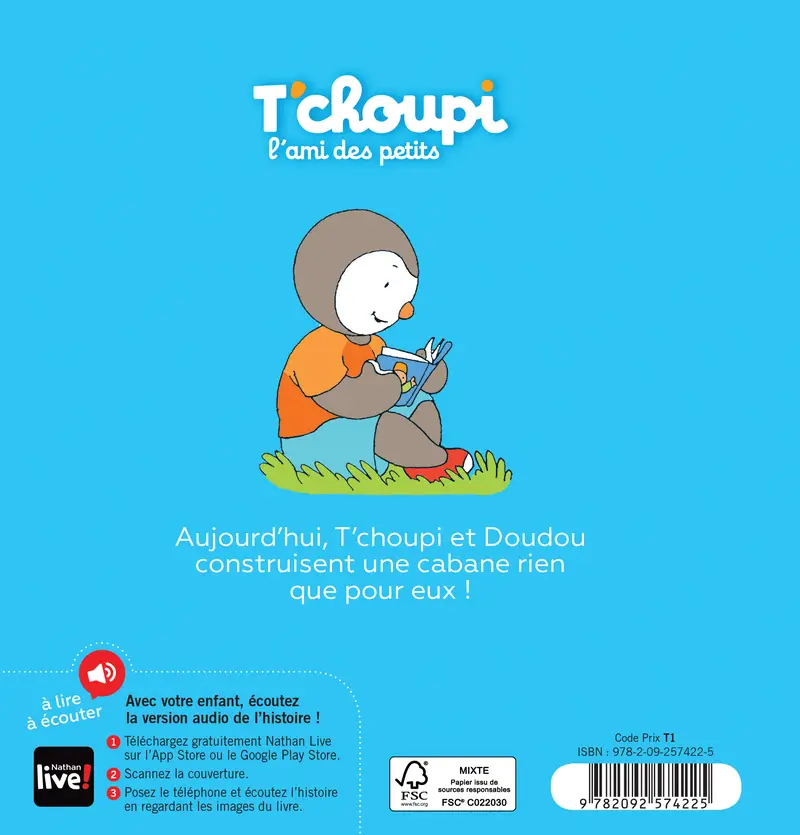 T'choupi fait une cabane - Dès 2 ans - Album(s) - 9782092574225 - Couverture verso