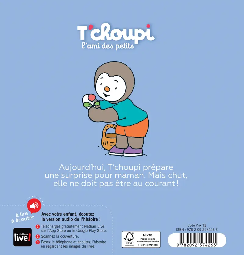 T'choupi fait une surprise à maman - Dès 2 ans - Album(s) - 9782092574263 - Couverture verso