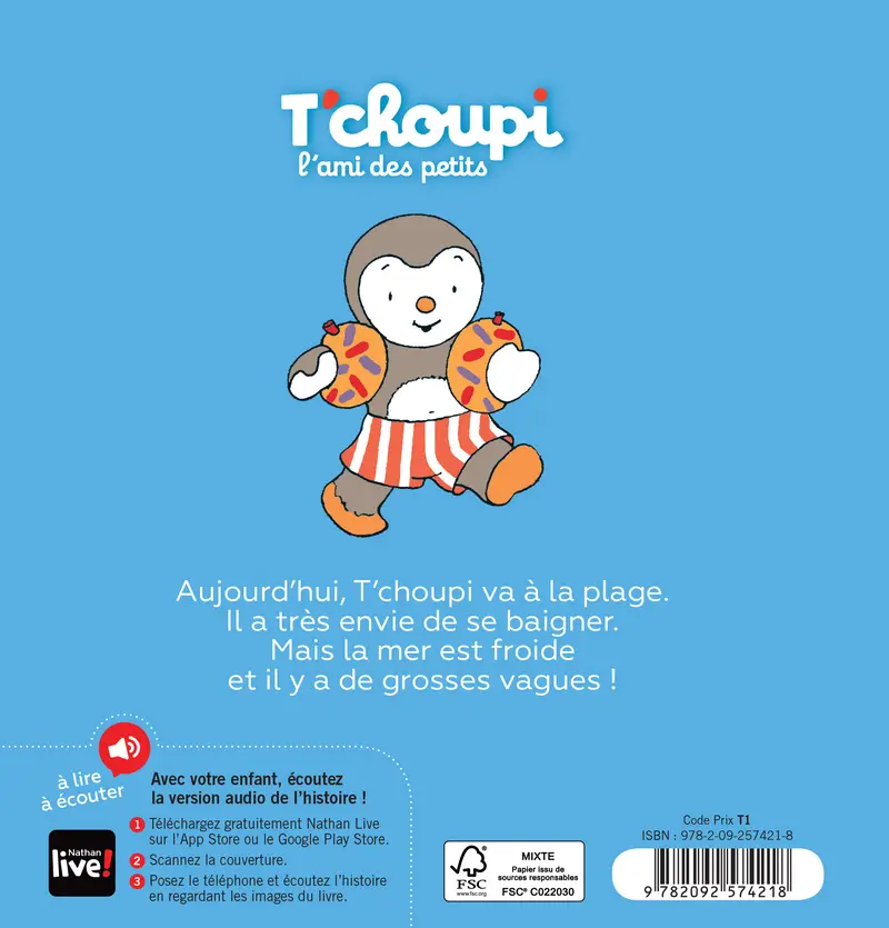 T'choupi se baigne - Dès 2 ans - Album(s) - 9782092574218 - Couverture verso