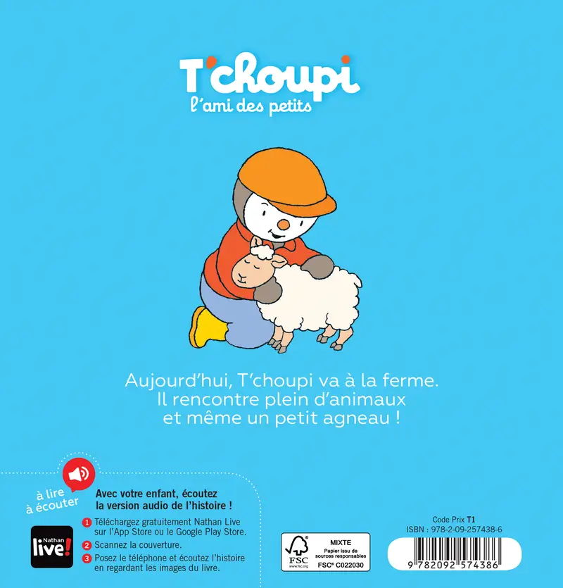 T'choupi va à la ferme - Une histoire parfaite à découvrir à Pâques ! - Dès 2 ans - Album(s) - 9782092574386 - Couverture verso