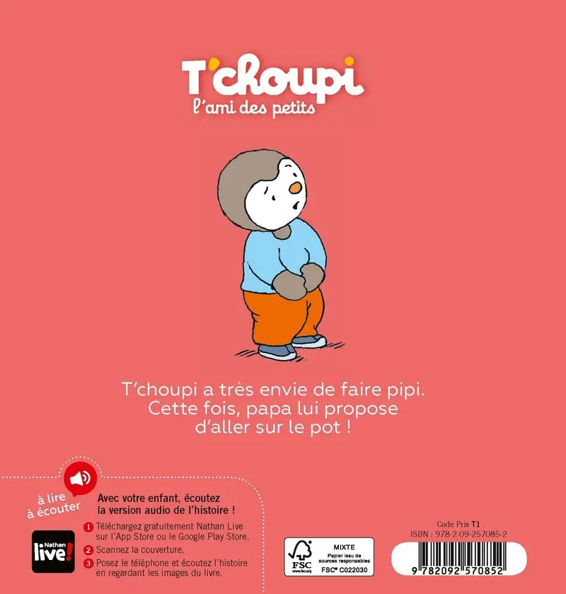 T'choupi va sur le pot - Une aventure pour accompagner en douceur la grande étape du pot - Dès 2 ans - Album(s) - 9782092570852 - Couverture verso