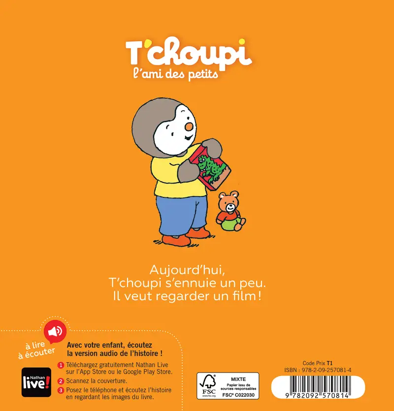 T'choupi veut regarder la télévision - Dès 2 ans - Album(s) - 9782092570814 - Couverture verso