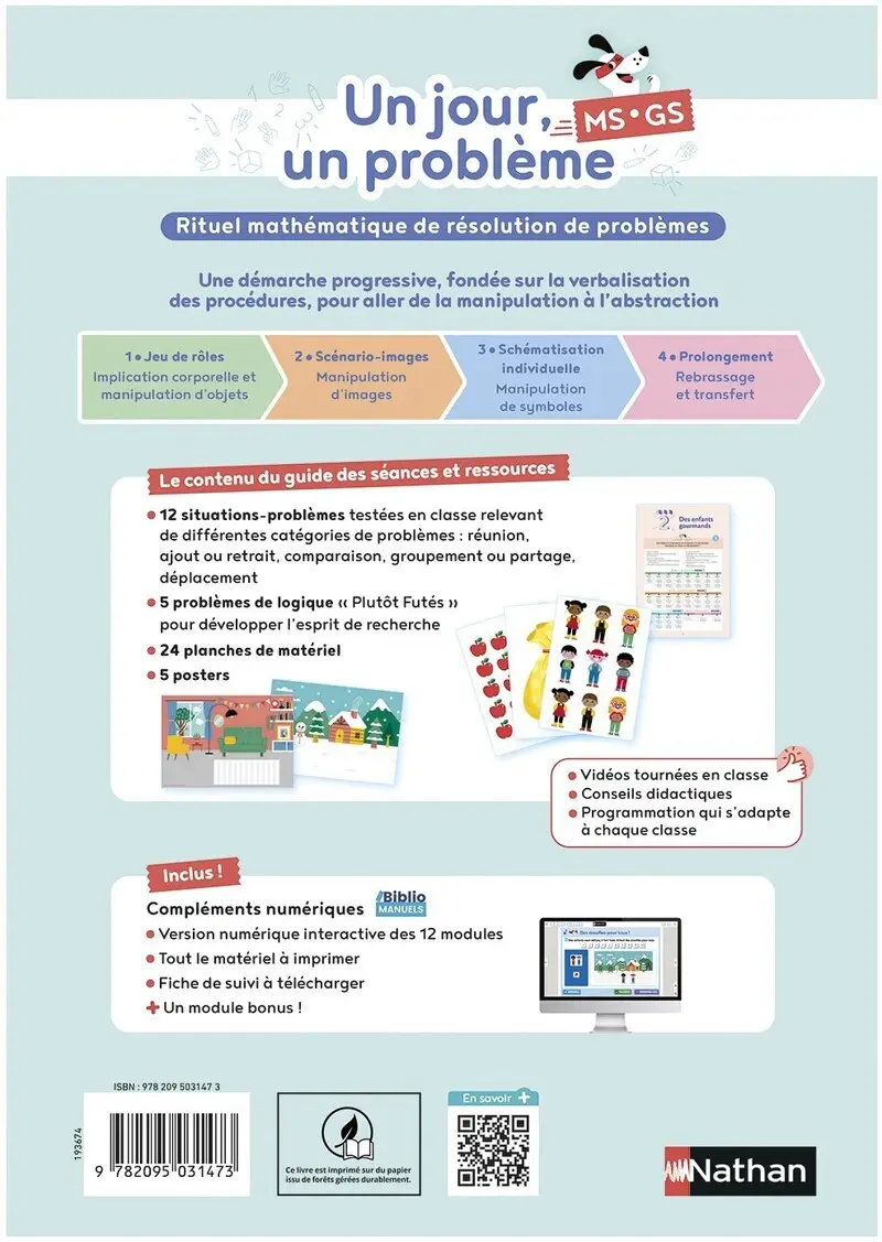 Un jour, un problème MS/GS - Guide pédagogique - 9782095031473 - Couverture verso
