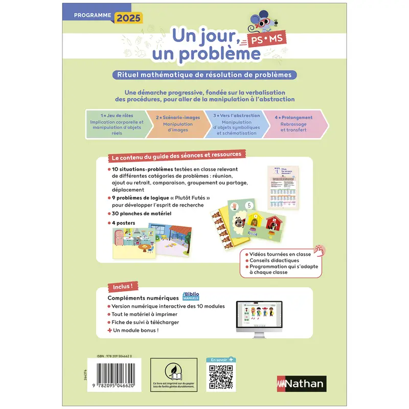 Un jour, un problème PS/MS - Guide pédagogique - 9782095046620 - Couverture verso